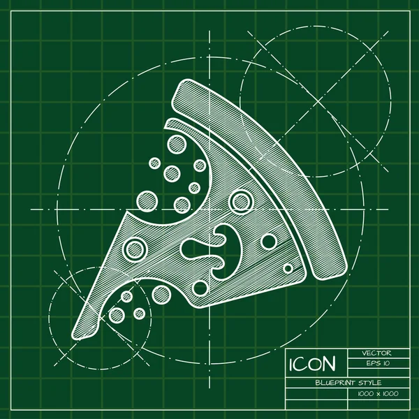 Blueprint of pizza icon — Stockový vektor