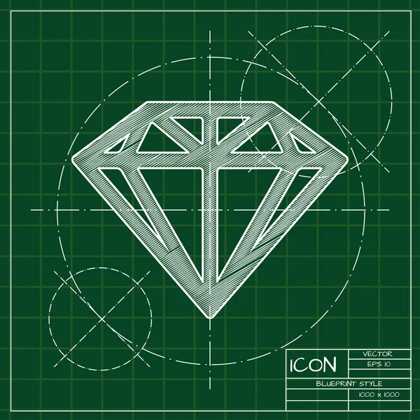 Blueprint of diamond icon — Διανυσματικό Αρχείο