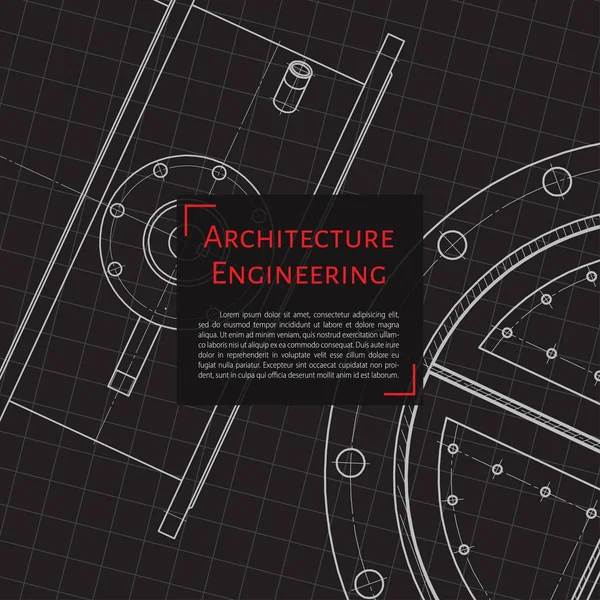 Technical blueprint of mechanism — Stock Vector