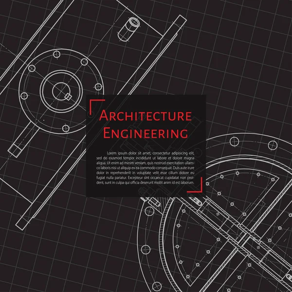 Technical blueprint of mechanism — Stock Vector