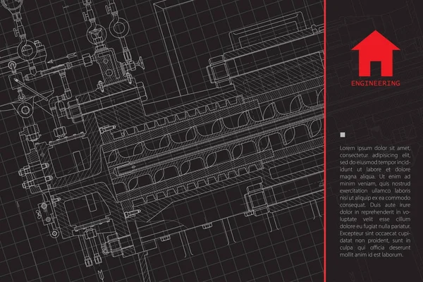 Διάνυσμα Τεχνική Σχεδιάγραμμα Του Μηχανισμού Μηχανικός Εικονογράφηση Αρχιτέκτονας Φόντο — Διανυσματικό Αρχείο