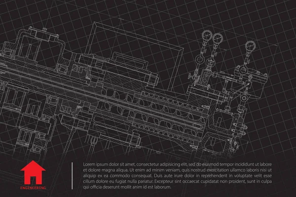Plan Technique Vectoriel Mécanisme Illustration Ingénieur Contexte Architecte — Image vectorielle