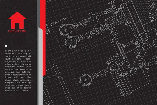 Векторний Технічний Креслення Механізму Інженерна Ілюстрація Фон Архітектора — стоковий вектор