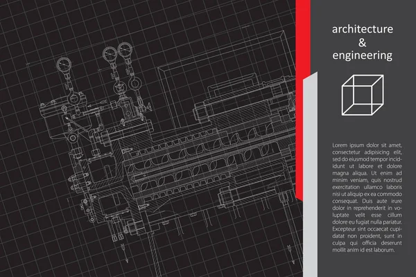 Proyecto Técnico Vectorial Del Mecanismo Ilustración Del Ingeniero Fondo Arquitecto — Archivo Imágenes Vectoriales