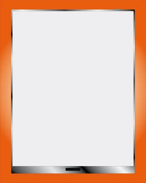 Comprimido con pantalla blanca y fondo naranja — Foto de Stock