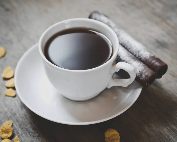 Breakfast coffee cup close up — Stock Photo, Image