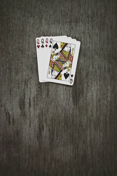扑克游戏。四种。女王 — 图库照片
