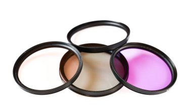 Lens ve kamera için beyaz arka plan üzerinde filtre