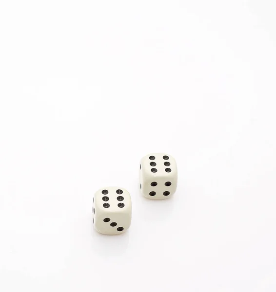 Two dice and number six double isolated on white background. A place for your text and images. — Stock Photo, Image