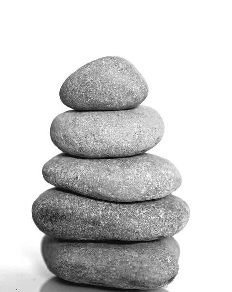 Zen spa stones isolated on white background. Balanced stones background with copy space. — Stock Photo, Image