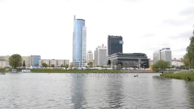 Belarus, Minsk, 21 Mayıs. 2017. şehir manzaralı büyük bina.