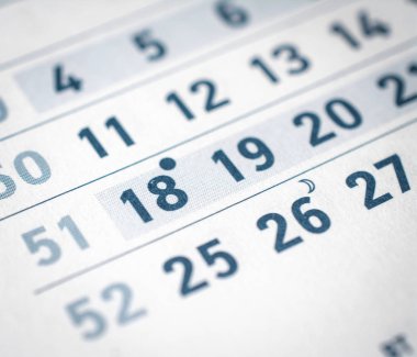 Takvim sayfası Üstten Görünüm