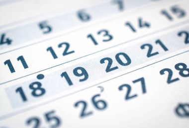 üstten görünüm takvim sayfası