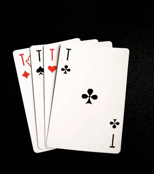 Four aces on the black background — Stock Photo, Image