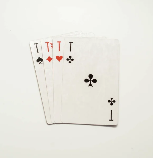Carte da gioco isolate: quattro assi — Foto Stock