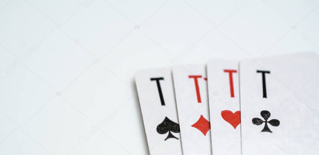 four aces playing cards isolated