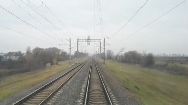 Vista da cabina da locomotiva — Vídeo de Stock