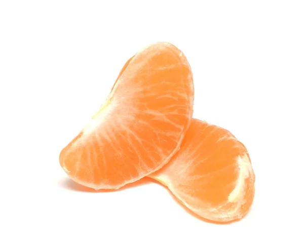 Tangerina ou tangerina fruta duas fatias — Fotografia de Stock