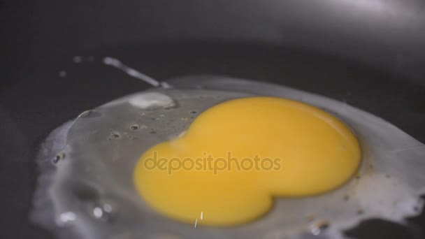 Oeufs frits dans une poêle à frire cuisson macro hd slow motion — Video