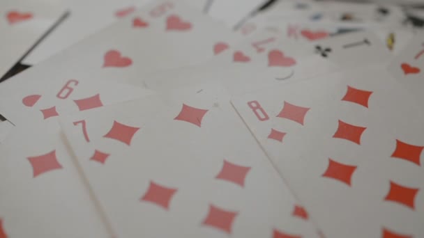 Dealing pack of playing cards showing slow motion — Stock Video