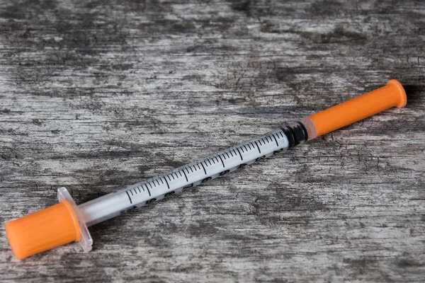 Seringa de insulina close-up — Fotografia de Stock