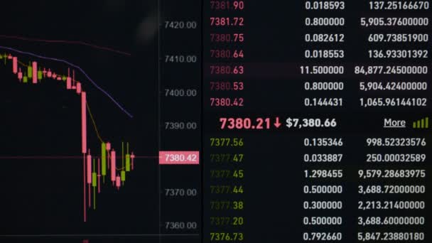 Mercado de ações gráfico on-line de moeda Bitcoin — Vídeo de Stock