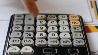 Finger presses the button calculator