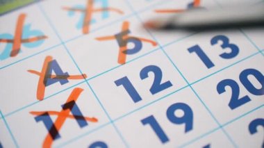 Personal organizer, calendar page, planning your own time, calendar dates and red marker