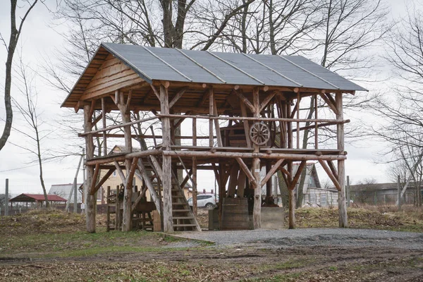 Alte Holzmühle Dorffrühling — Stockfoto