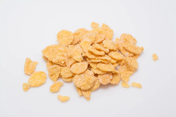 Pieces Golden Corn Flakes White Background — Stock Photo, Image