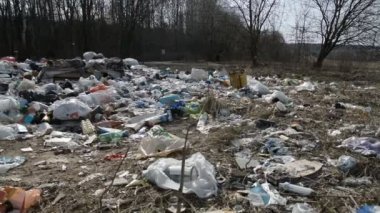 MINSK, BELARUS - 20 Mart 2020: Orman Kirliliği, plastik atık