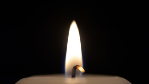 Fechar a chama da vela no fundo preto — Vídeo de Stock