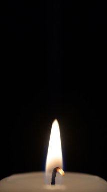 Rüzgarın estiği karanlıkta mum alevinin hareketi.