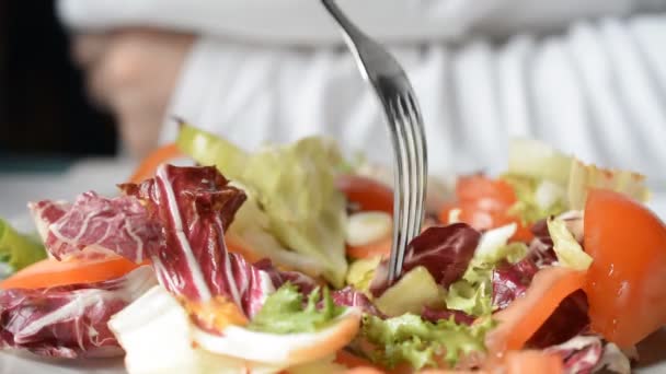 Salade de légumes frais végétarienne close-up — Video