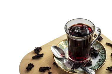 Hibiscus çayı, sıcak kırmızı çay, metin için yer.