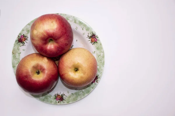 Apples White Background Side — Stock Photo, Image