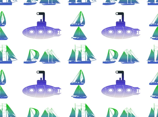 Dikişleri Olmayan Görüntü Farklı Türde Gemiler Çizimlerden Oluşan Bir Desen — Stok fotoğraf