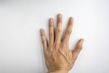 Eller izole, bir dizi insan eli kırpma yolu ile beyaz bir arkaplanda izole jest gösteriyor, rötuş veya grafik tasarım için düşük kontrast.