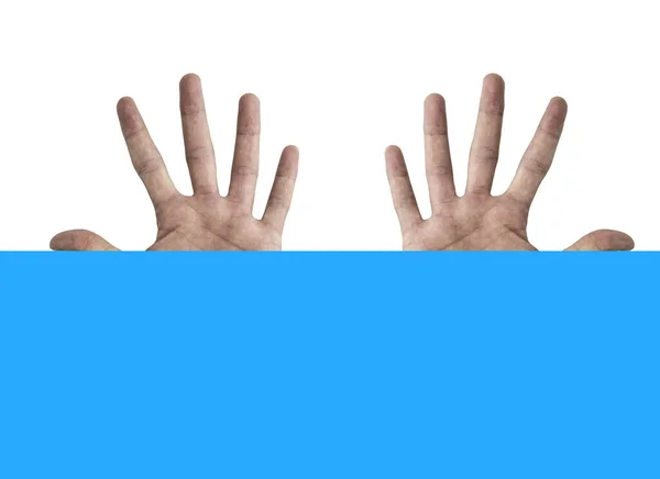 Mãos Isoladas Conjunto Mãos Humanas Mostrando Gesto Isolado Fundo Branco — Fotografia de Stock