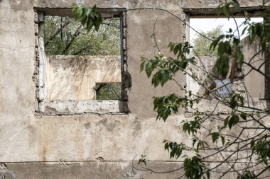 Terk edilmiş ev, eski evin duvarları..