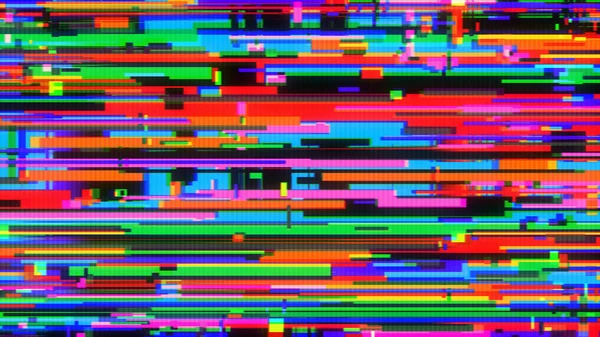 Color background with glitch effect and simulation of digital interference and bad TV signal.