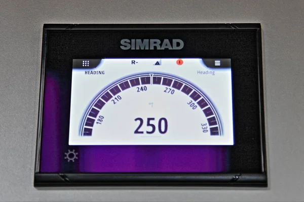 Moscow Russia 2020 Marine Multifunctional Device Simrad Radar Screen Close — Stock Photo, Image