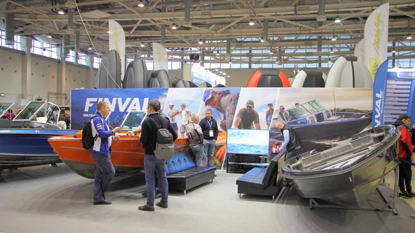 Moskou Rusland 2020 Russische Motorboten Finval Tentoonstellingsstand Tentoonstelling Jacht Vissen — Stockfoto