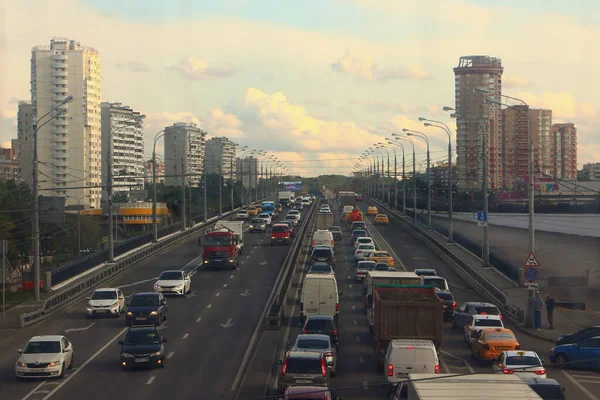 Moscou Rússia 2019 Tráfico Moscou Carros Avenida Andropova Vista Superior — Fotografia de Stock