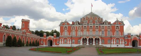 Ancient Petrovsky Travel Palace Russisches Wahrzeichen Panorama Der Nähe Der — Stockfoto