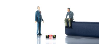 Minyatür insanlar: Düz / beyaz arkaplan ile kelime bloğu 