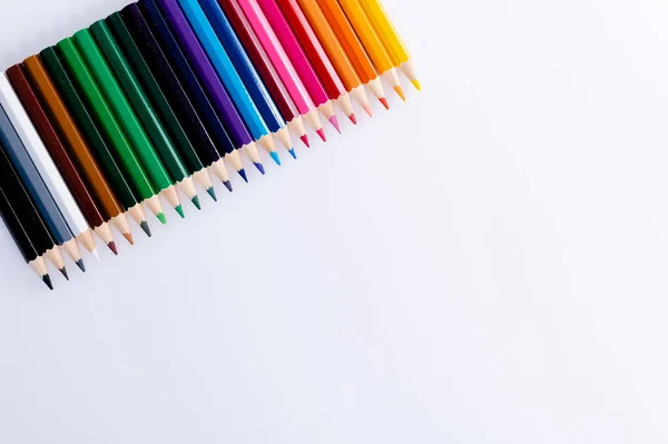 Color Pencils Isolated White Background Close Copy Space — Stock Photo, Image