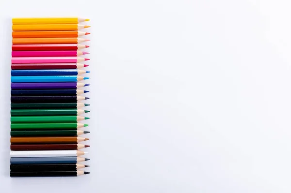 Color Pencils Isolated White Background Close Copy Space — Stock Photo, Image