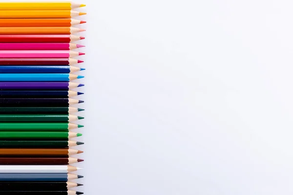 Color Pencils Isolated White Background Close Copy Space — Stock Photo, Image