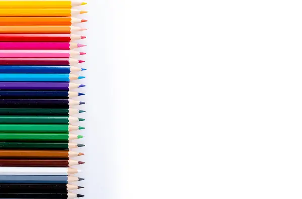 Color Pencils Isolated White Background Close Copy Space — Stock Photo, Image